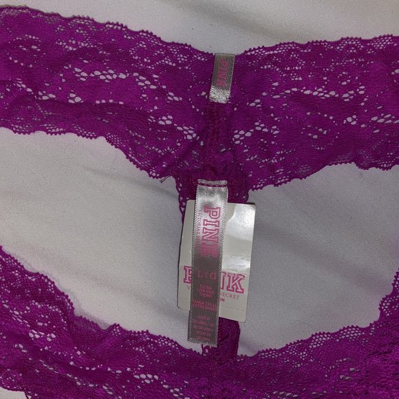 Victoria's Secret PINK Purple Floral Lace Thong Panties - Picture 5 of 6